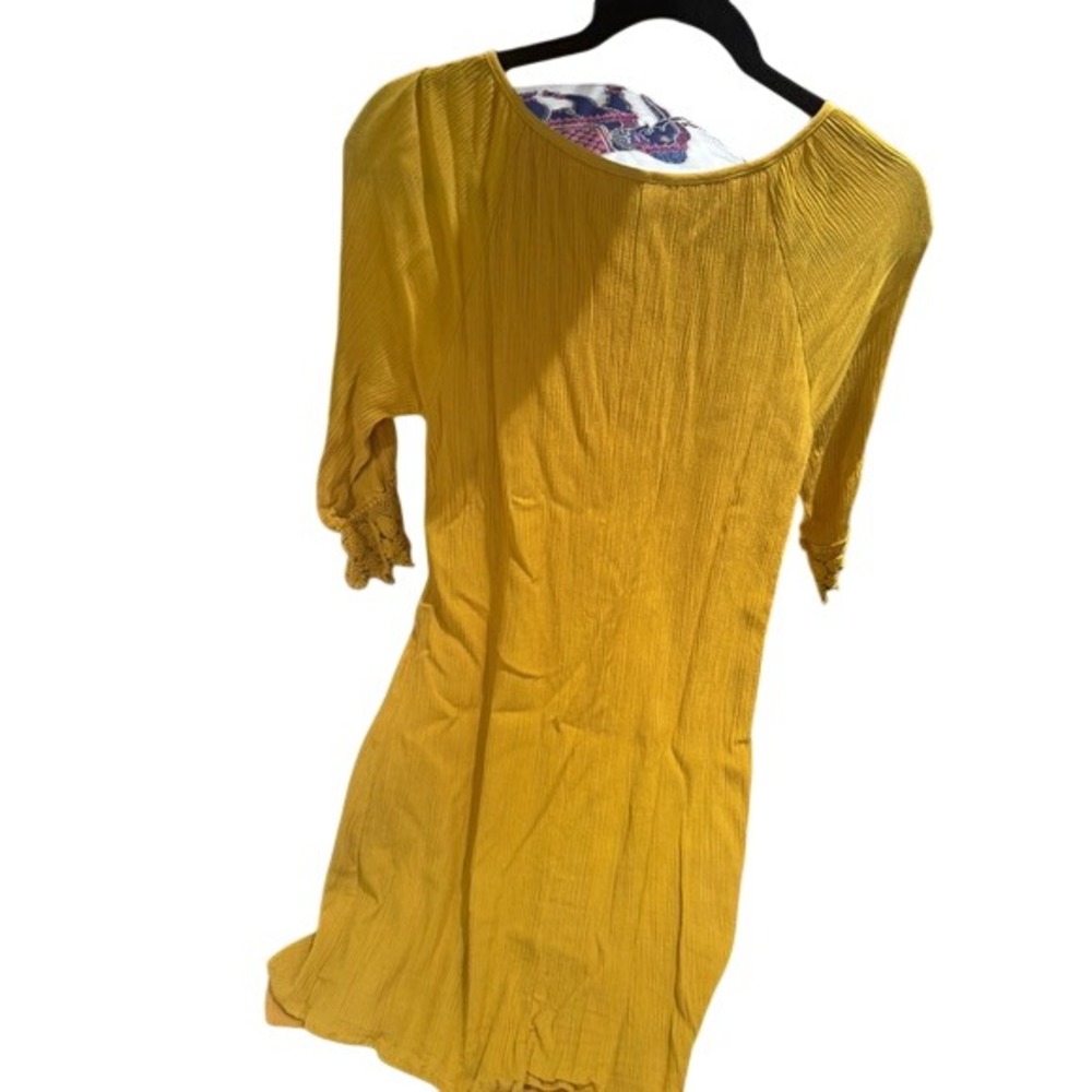 Naif‎ short dress in mustard colorway boho hippie celestial crocheted Sz S - Picture 4 of 6